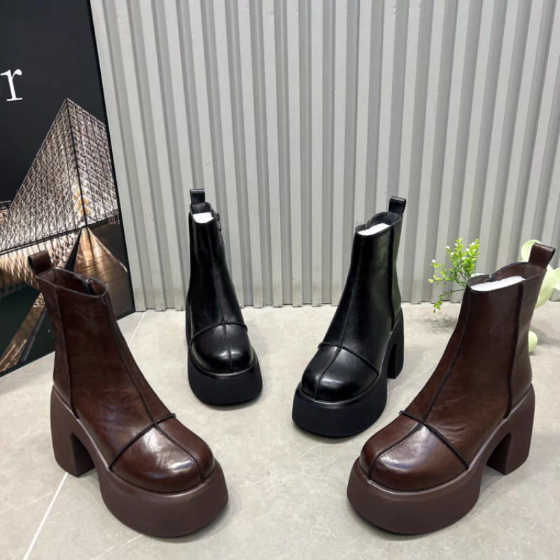 Women'S Shoes Chelsea - Women's Short Boots Thick Bottom Round