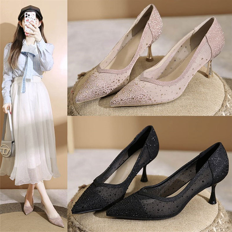 Platform Mule Heel - Slip-On High Heel Sandals - Crystal
