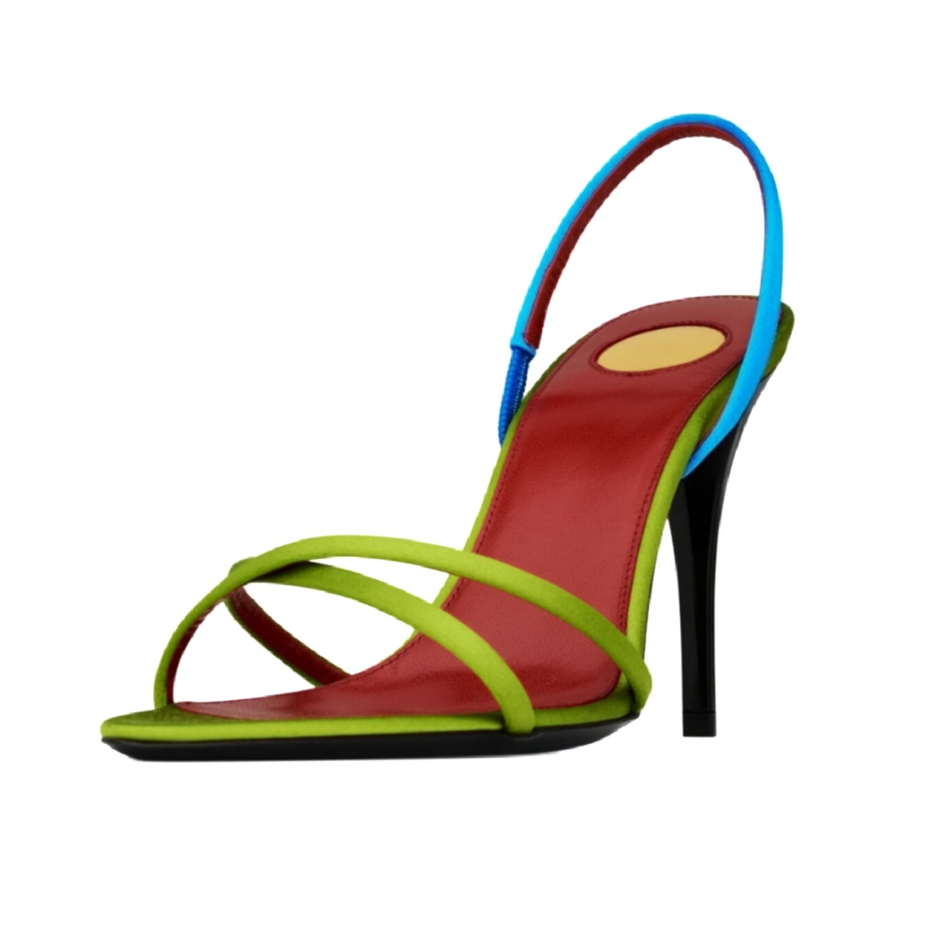 Platform Mule Heel - Women's Color Block Satin Crisscross Strap