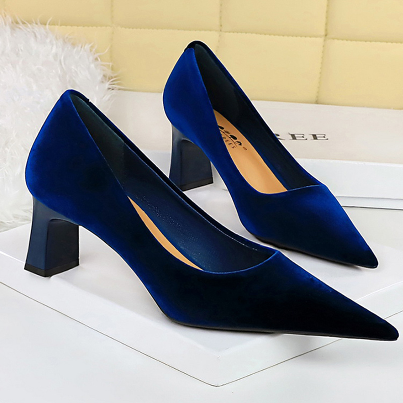 Women New Glam Velvet  6cm Hig - Women'S Shoes Navy Blue recension och pris