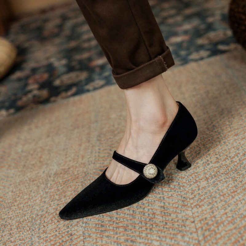 Wine Red Pointed Toe Mary Jane - Slingback Pumps Women recension och pris