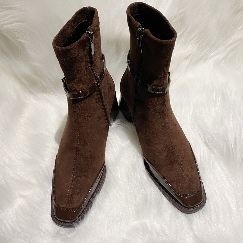 2026Winter Suede Patchwork Squ - Women'S Shoes Chelsea recension och pris