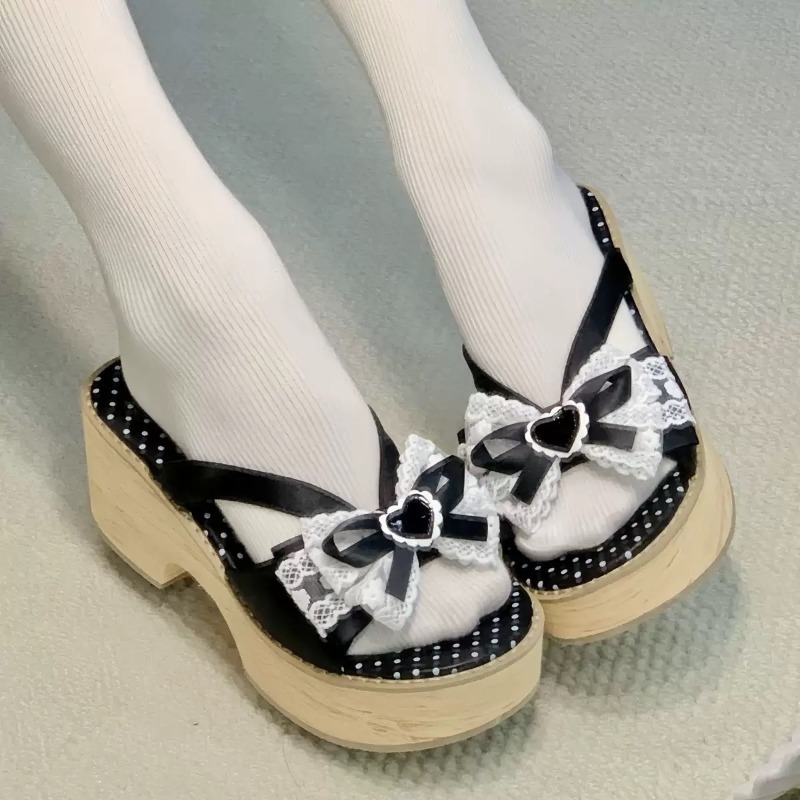 Sweet Bow Wood Grain Thick Bot - Women Shoes Japan recension och pris