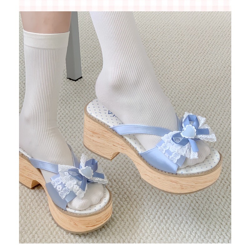 Sweet Bow Wood Grain Thick Bot - Women Shoes Japan recension och pris