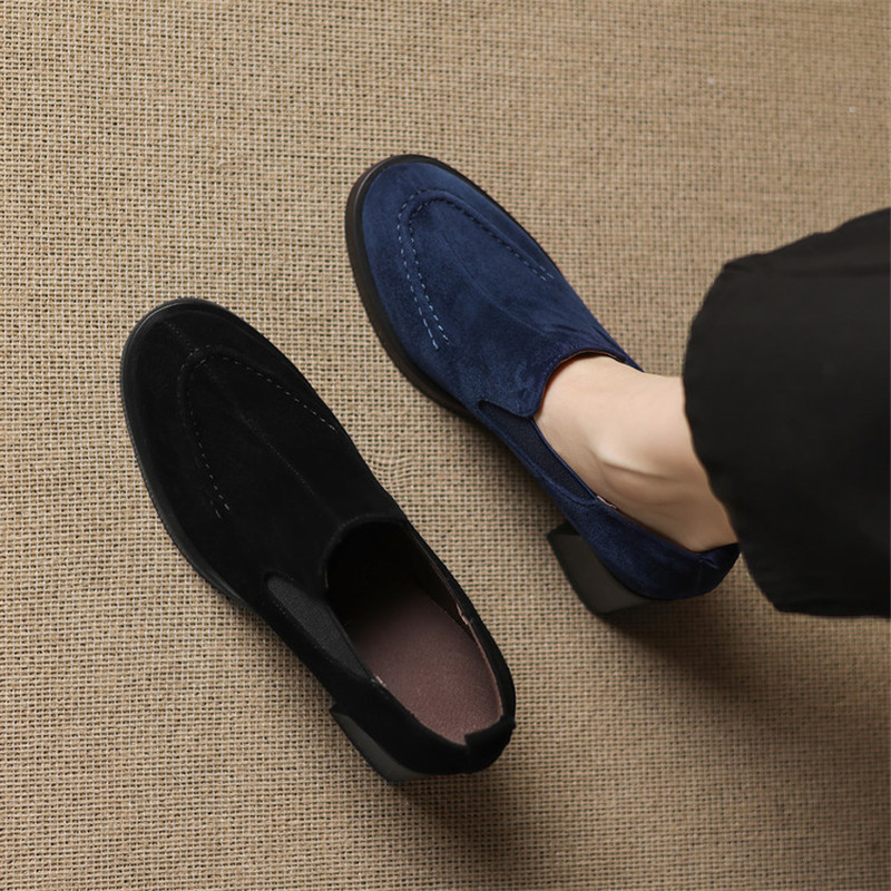 New Spring/Autumn Sheep Suede  - Women'S Shoes Navy Blue recension och pris